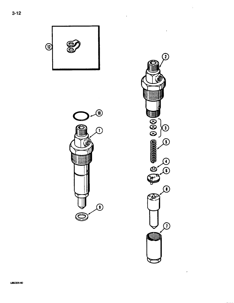 Схема запчастей Case 680L - (3-12) - FUEL INJECTION NOZZLE - 9 MM TIP, 6-590 ENGINE, PRIOR TO ENGINE S/N 44566928 (03) - FUEL SYSTEM