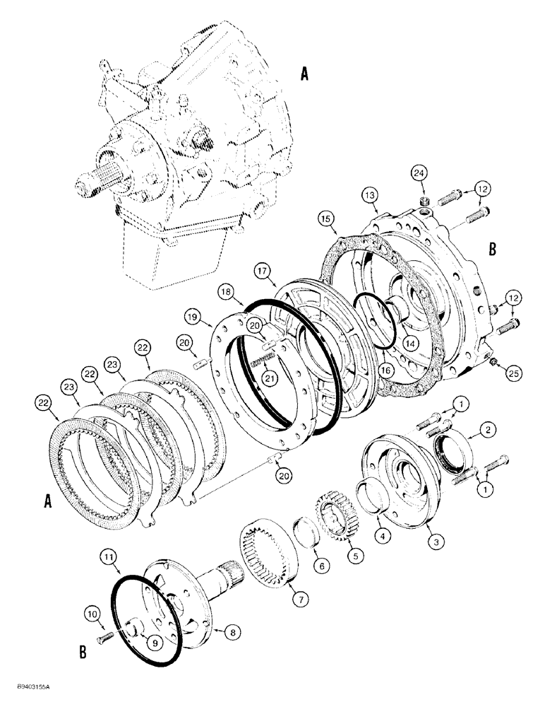 Схема запчастей Case 480F LL - (6-18) - POWER SHUTTLE, CHARGING PUMP AND REVERSE CLUTCH (06) - POWER TRAIN