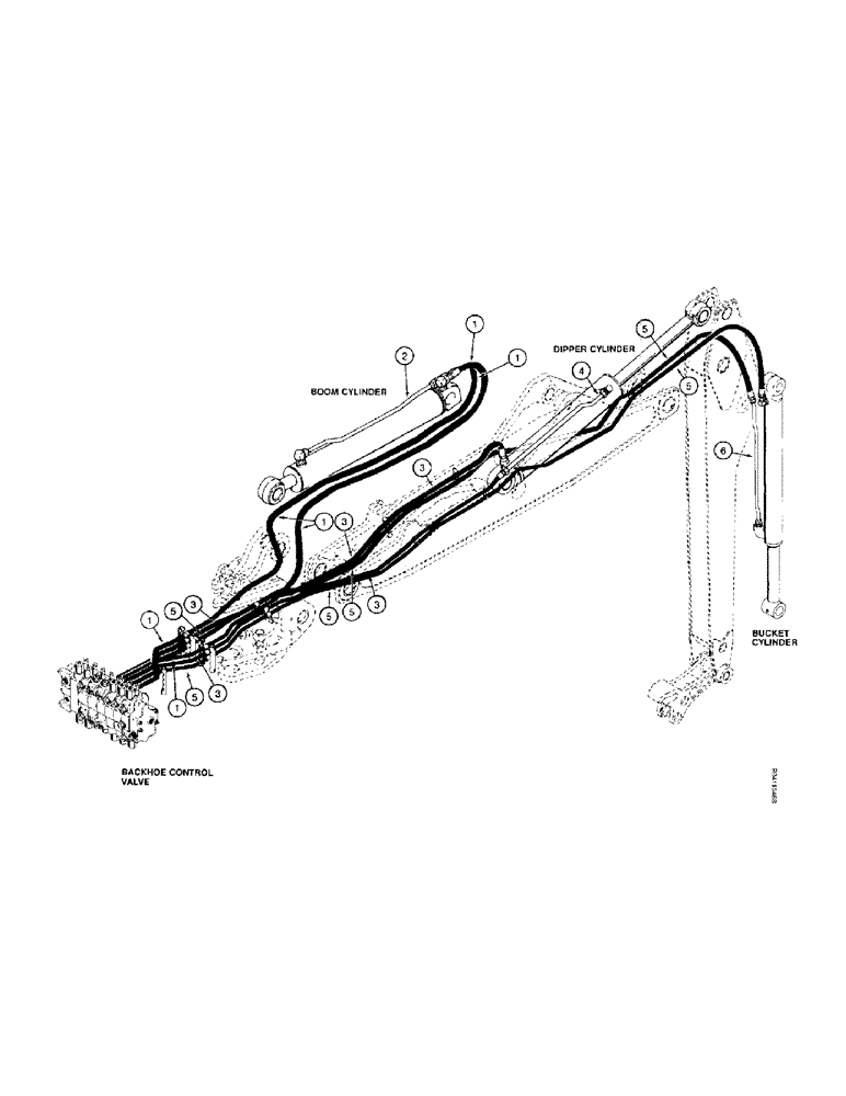 Схема запчастей Case 580L - (1-020) - PICTORIAL INDEX, BACKHOE HYDRAULICS, *BOOM, DIPPER AND BUCKET (00) - PICTORIAL INDEX