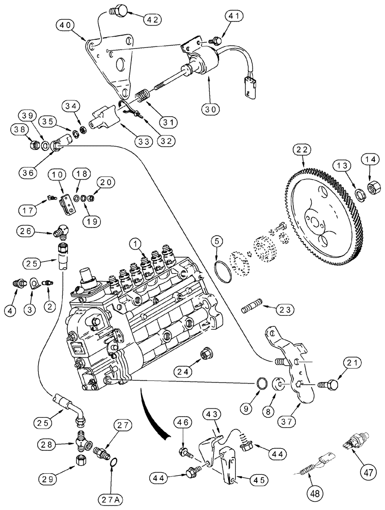 Схема запчастей Case 1150H - (03-10) - FUEL INJECTION - PUMP AND DRIVE (03) - FUEL SYSTEM