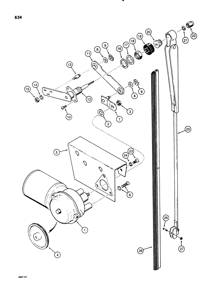 Схема запчастей Case 580SE - (634) - CAB FRONT WINDSHIELD WIPER, AMERICAN BOSCH PARTS (09) - CHASSIS/ATTACHMENTS