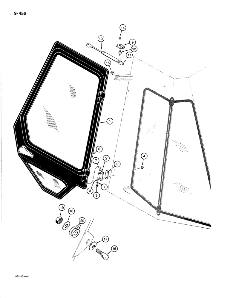 Схема запчастей Case 780C - (9-456) - CAB DOOR MOUNTING (09) - CHASSIS/ATTACHMENTS