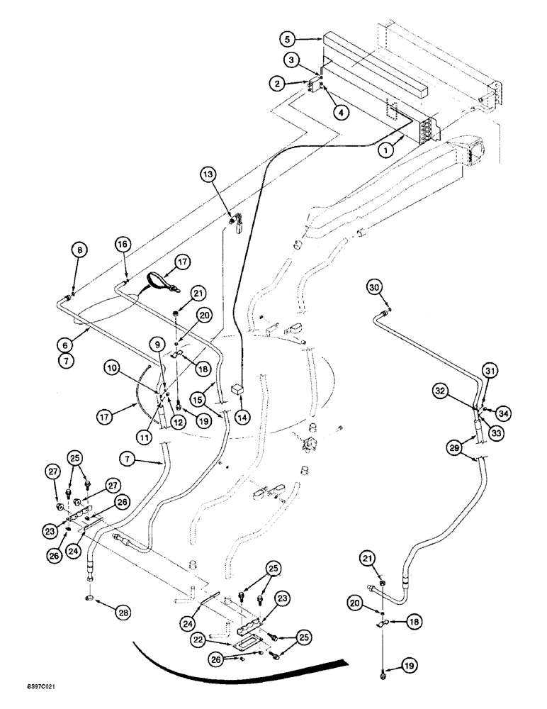 Схема запчастей Case 590SL - (9-126) - CAB, EVAPORATOR CORE AIR CONDITIONING LINES (09) - CHASSIS/ATTACHMENTS