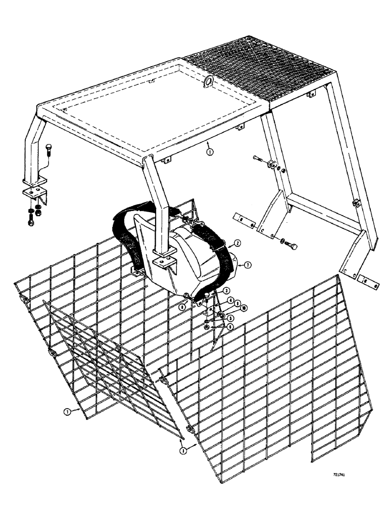 Схема запчастей Case 1700-SERIES - (190) - ROLL OVER PROTECTION STRUCTURE AND SEAT BELT (90) - PLATFORM, CAB, BODYWORK AND DECALS