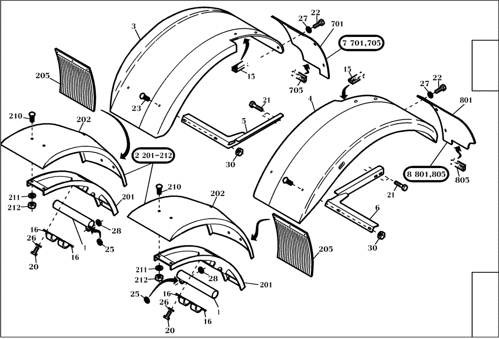 Схема запчастей Case 221D - (01.680[001]) - WHEEL COVER INSTALLATION (S/N 581101-581201) (44) - WHEELS