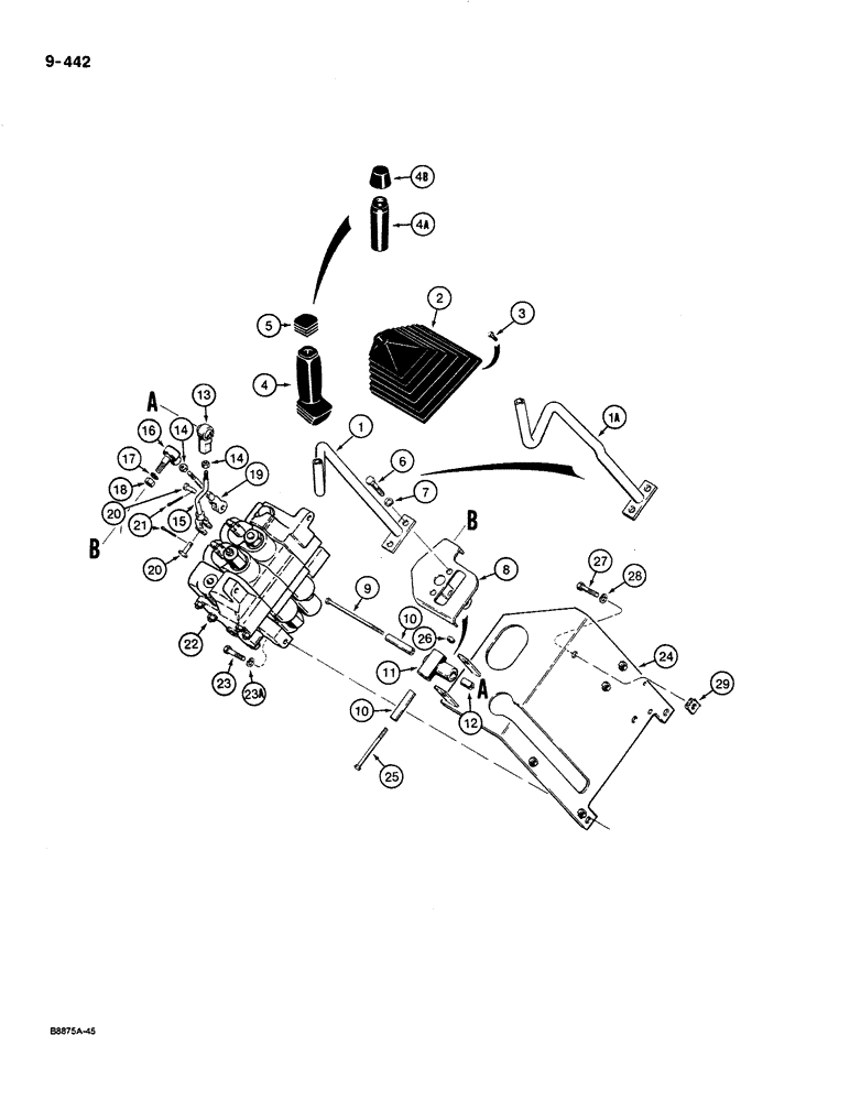 Схема запчастей Case 580K - (09-442) - LOADER CONTROLS - LIFT AND BUCKET SPOOLS (09) - CHASSIS/ATTACHMENTS