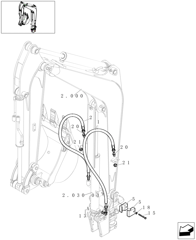 Схема запчастей Case CX16B - (2.030[04]) - HYDRAULIC LINES BOOM CYLINDER (84) - BOOMS, DIPPERS & BUCKETS