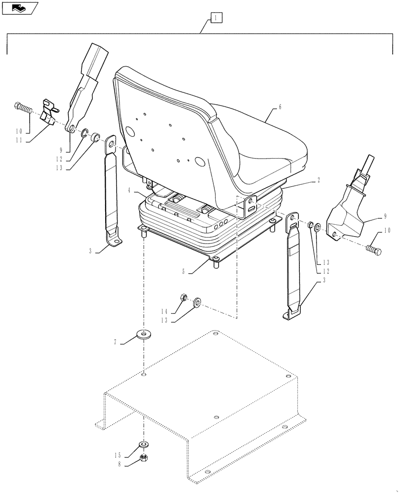 Схема запчастей Case 588H - (90.120.02) - DELUXE SEAT, MECHANICAL SUSPENSION, INSTALLATION (SEARS) (90) - PLATFORM, CAB, BODYWORK AND DECALS