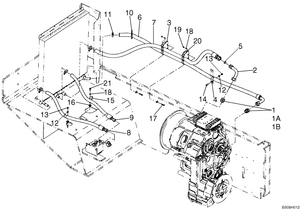 Схема запчастей Case 921E - (08-09) - HYDRAULICS - COOLER WITHOUT BYPASS (08) - HYDRAULICS