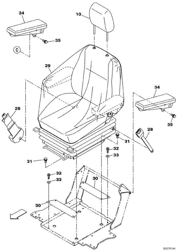 Схема запчастей Case CX240B - (09-41) - SEAT AND MOUNTING - AIR SEAT (09) - CHASSIS/ATTACHMENTS