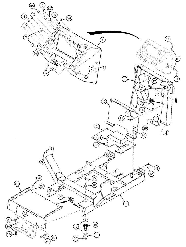 Схема запчастей Case 960 - (09-03) - OPERATORS COMPARTMENT (09) - CHASSIS