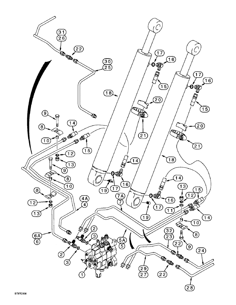 Схема запчастей Case 580SL - (8-010) - LOADER LIFT CYLINDER HYDRAULIC CIRCUIT (08) - HYDRAULICS