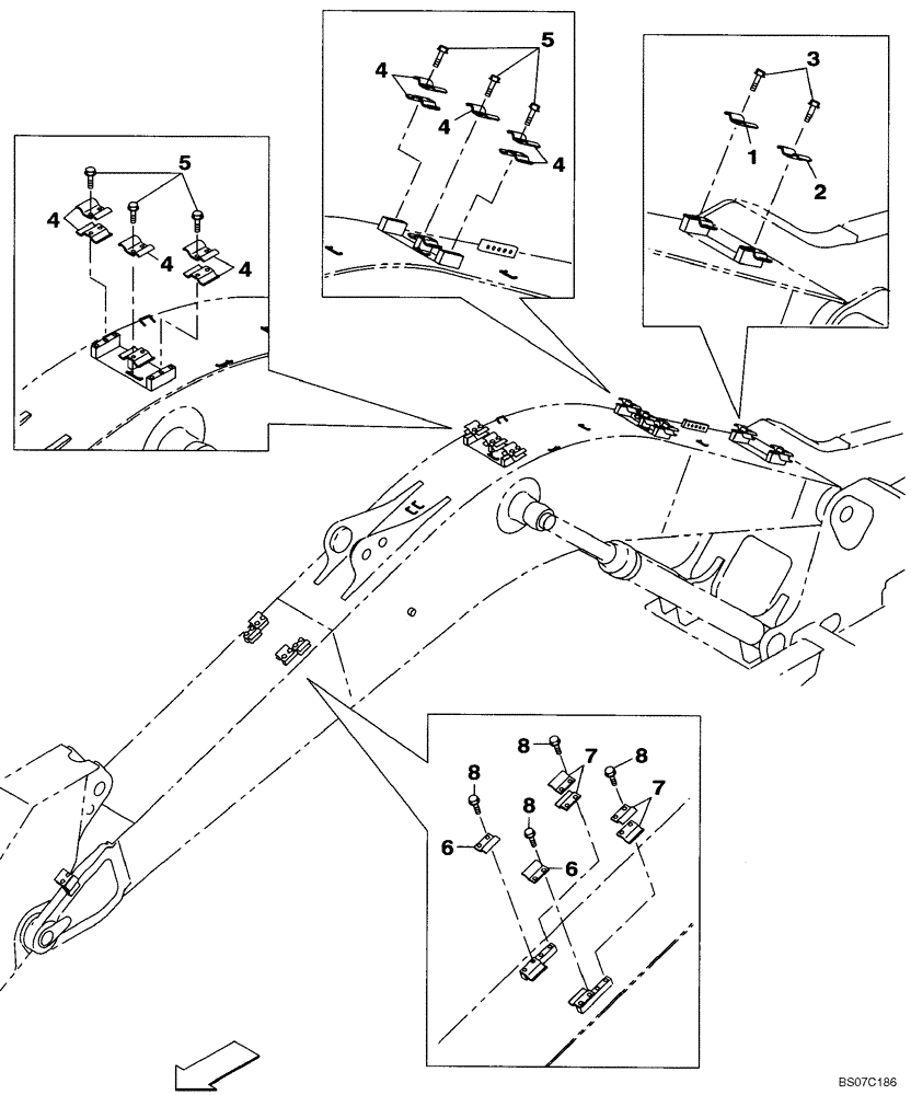 Схема запчастей Case CX240B - (09-37[00]) - CLAMPS - BOOM (09) - CHASSIS/ATTACHMENTS