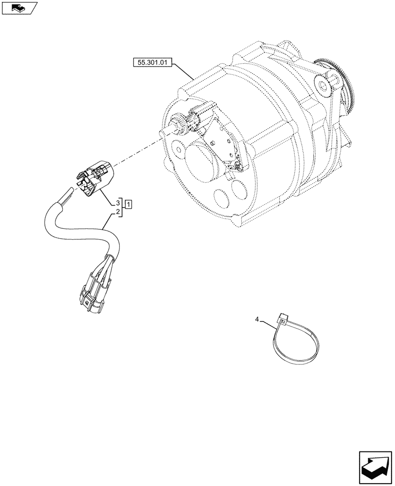 Схема запчастей Case 590SN - (55.512.10) - ALTERNATOR - CABLE - HARNESS (55) - ELECTRICAL SYSTEMS