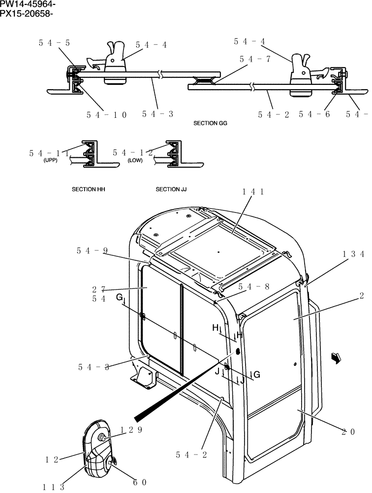 Схема запчастей Case CX31B - (744-17[2]) - CAB ASSY (COOLER) (36) - PNEUMATIC SYSTEM