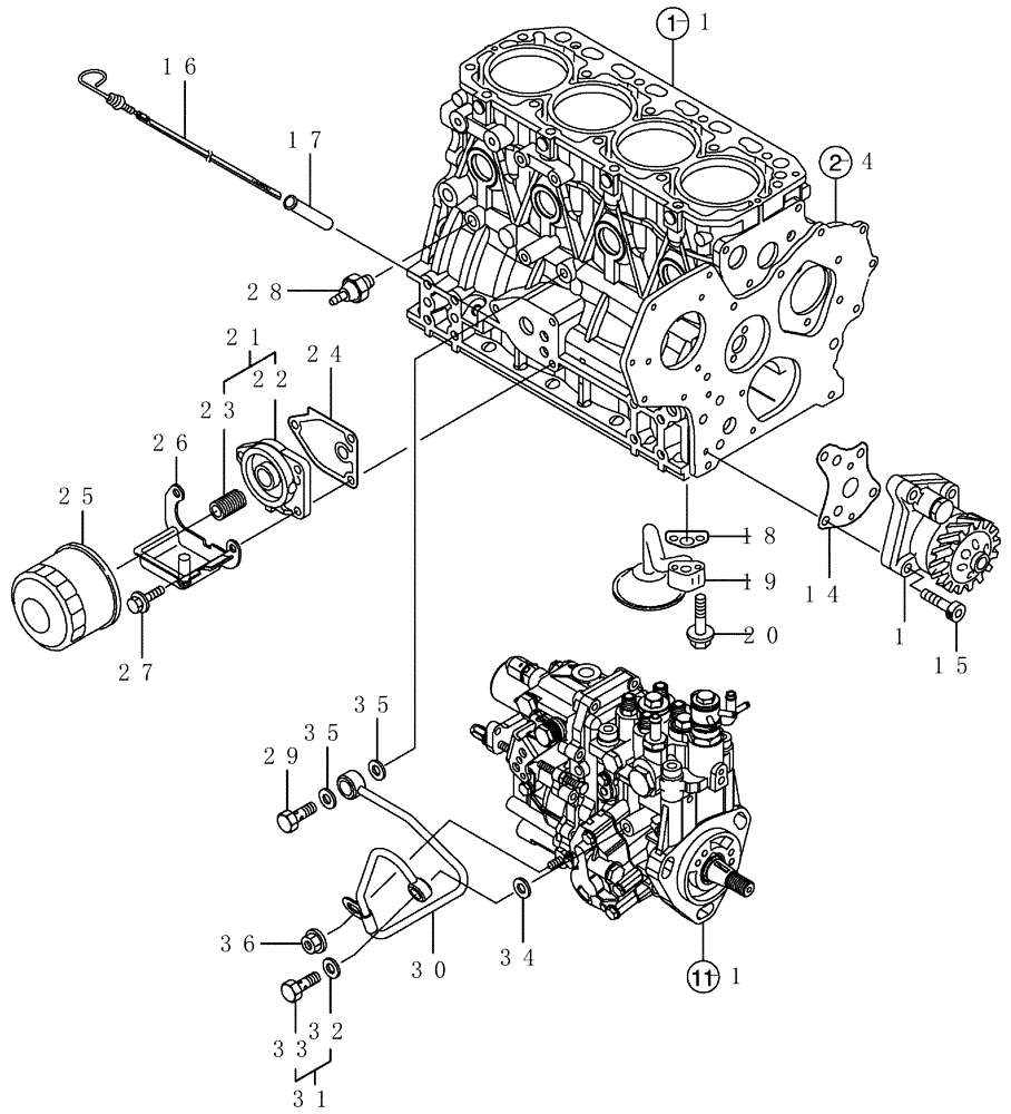 Схема запчастей Case CX50B - (4TNV88-BXYB-18[1]) - LUB.OIL SYSTEM (10) - ENGINE