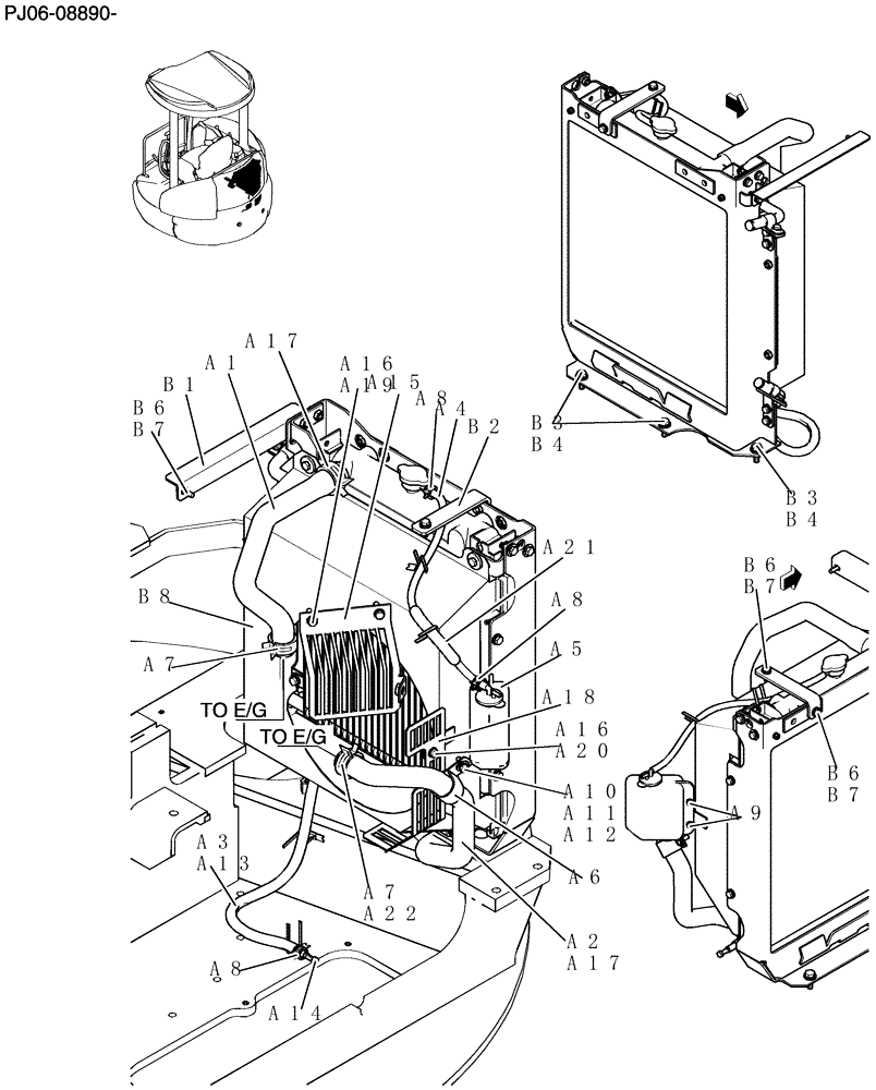 Схема запчастей Case CX50B - (030-01[1]) - RADIATOR INSTAL (10) - ENGINE