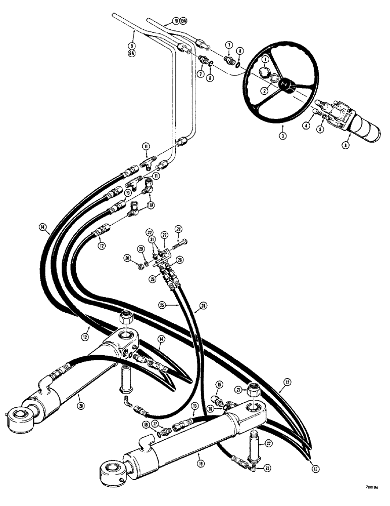 Схема запчастей Case 300C - (166) - STEERING WHEEL AND STEERING HYDRAULICS (05) - STEERING