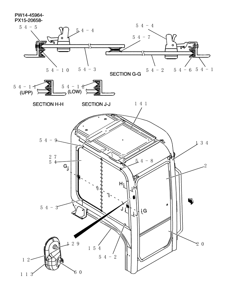 Схема запчастей Case CX36B - (180-01[2]) - CAB ASSEMBLY (05) - SUPERSTRUCTURE