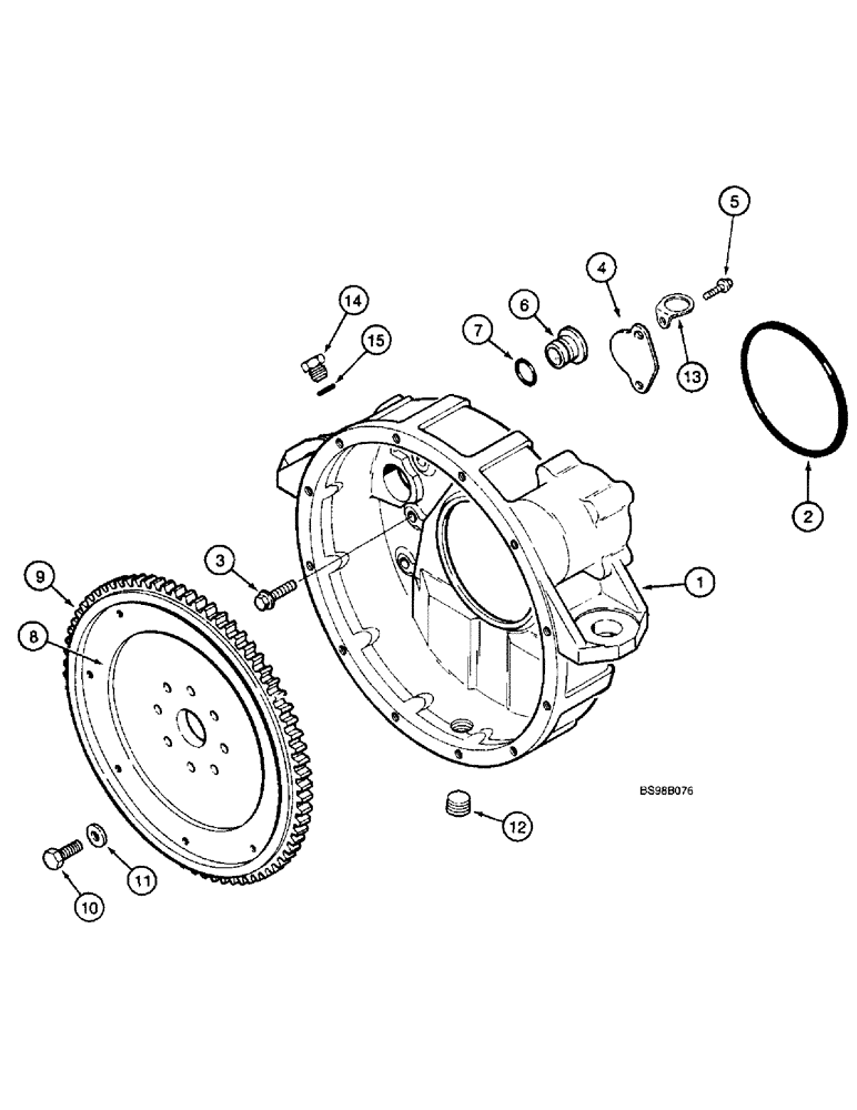 Схема запчастей Case 660 - (2-35A) - FLYWHEEL AND HOUSING, 4-390 EMISSIONS CERTIFIED ENGINE (02) - ENGINE