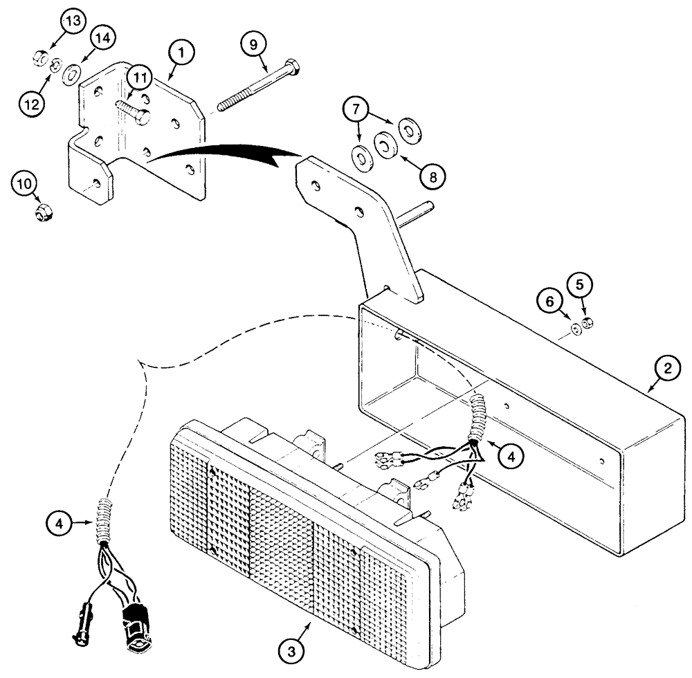 Схема запчастей Case 621C - (04-076) - MOUNTING LAMPS, REAR COMBINATION, EUROPE ONLY (04) - ELECTRICAL SYSTEMS