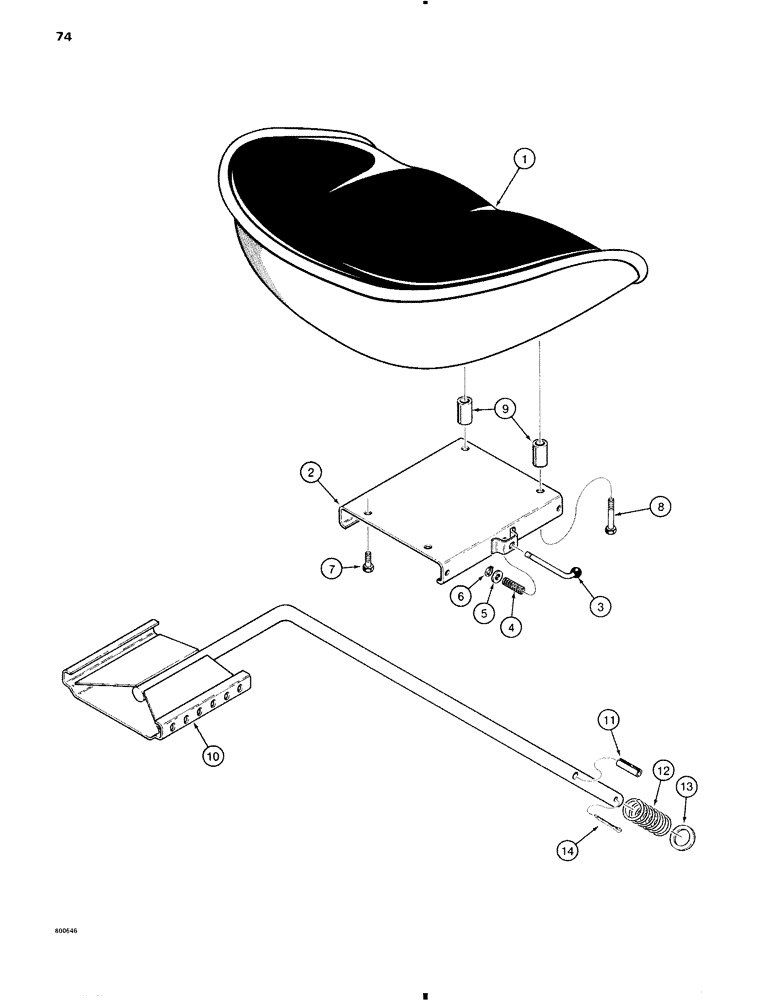 Схема запчастей Case 35 - (074) - BACKHOE SEAT, W14 LOADER ONLY 