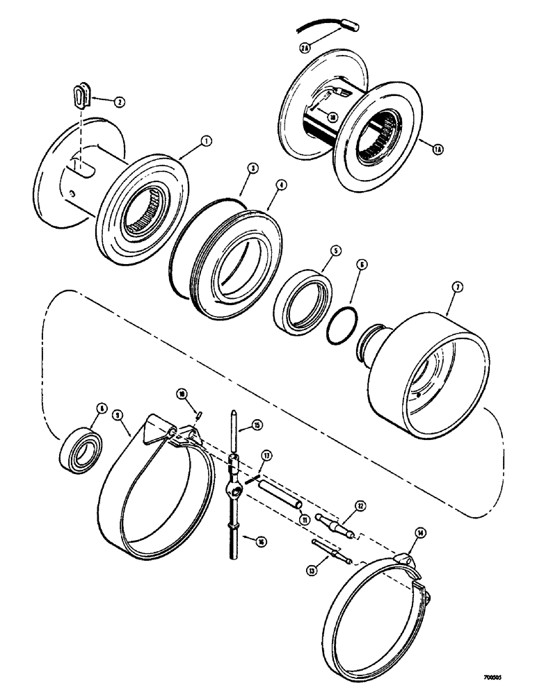 Схема запчастей Case 400 - (106) - CABLE DRUM AND BRAKE BANDS, GEARMATIC WINCH (05) - UPPERSTRUCTURE CHASSIS