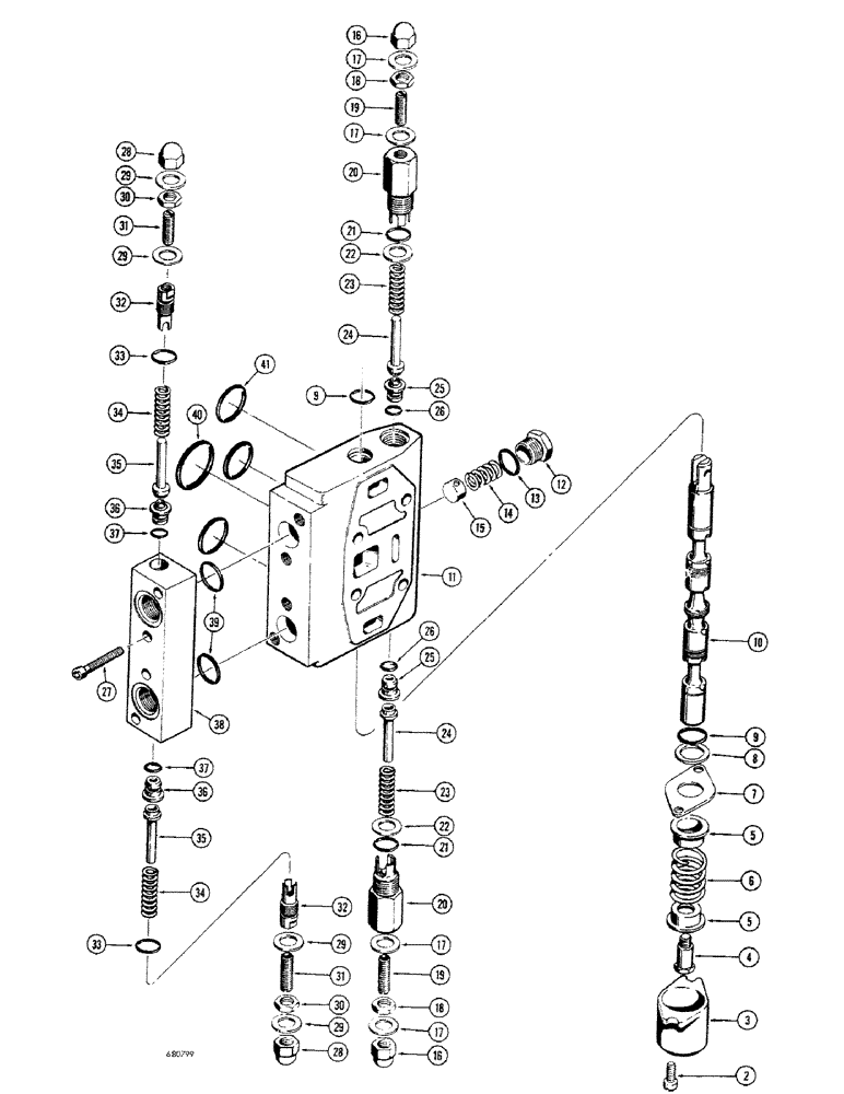 Схема запчастей Case 680CK - (374) - BACKHOE CONTROL VALVE, L33846 SWING SECTION (35) - HYDRAULIC SYSTEMS