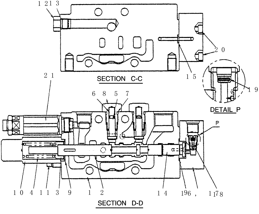 Схема запчастей Case CX36B - (HC004-01[1]) - VALVE ASSEMBLY, CONTROL (SUPPLY & STRAIGHT TRAVEL) (35) - HYDRAULIC SYSTEMS