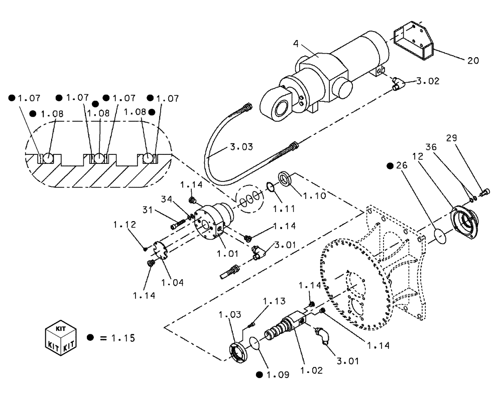 Схема запчастей Case C90R - (NH090-02[01]) - HYDRAULIC CIRCUIT - CUTTER CRUSHER C90B - C90R 