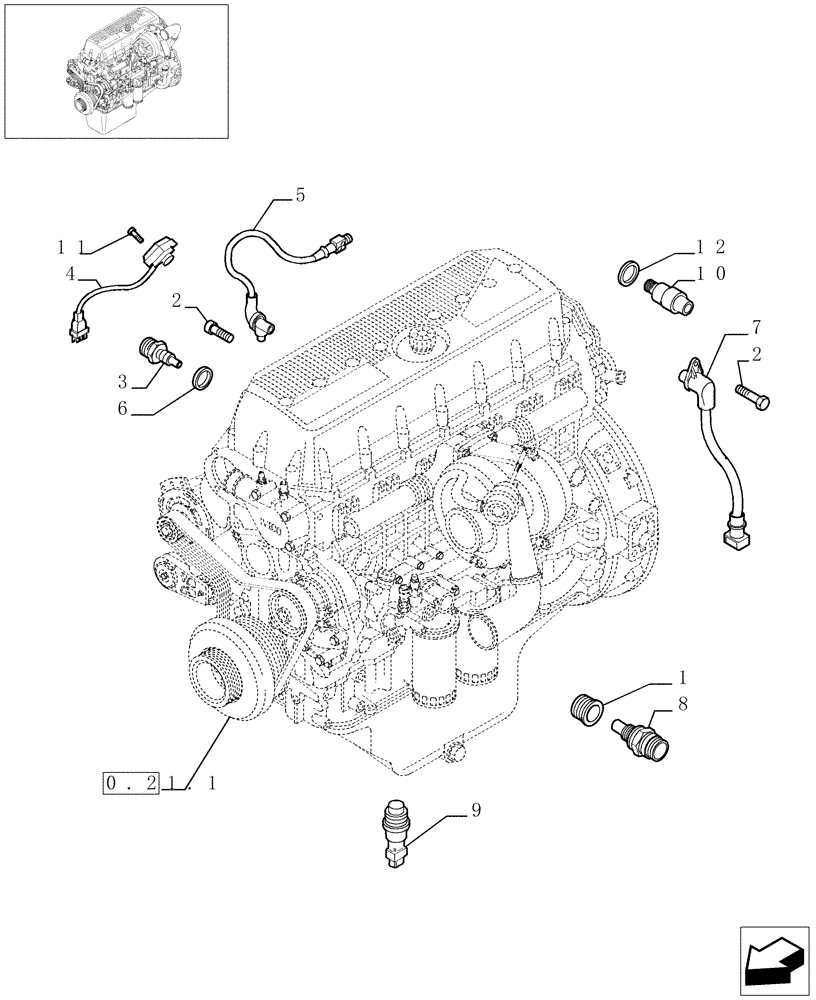 Схема запчастей Case F3AE0684G B003 - (0.17.1[01]) - MOTOR SENSORS (504037555) 