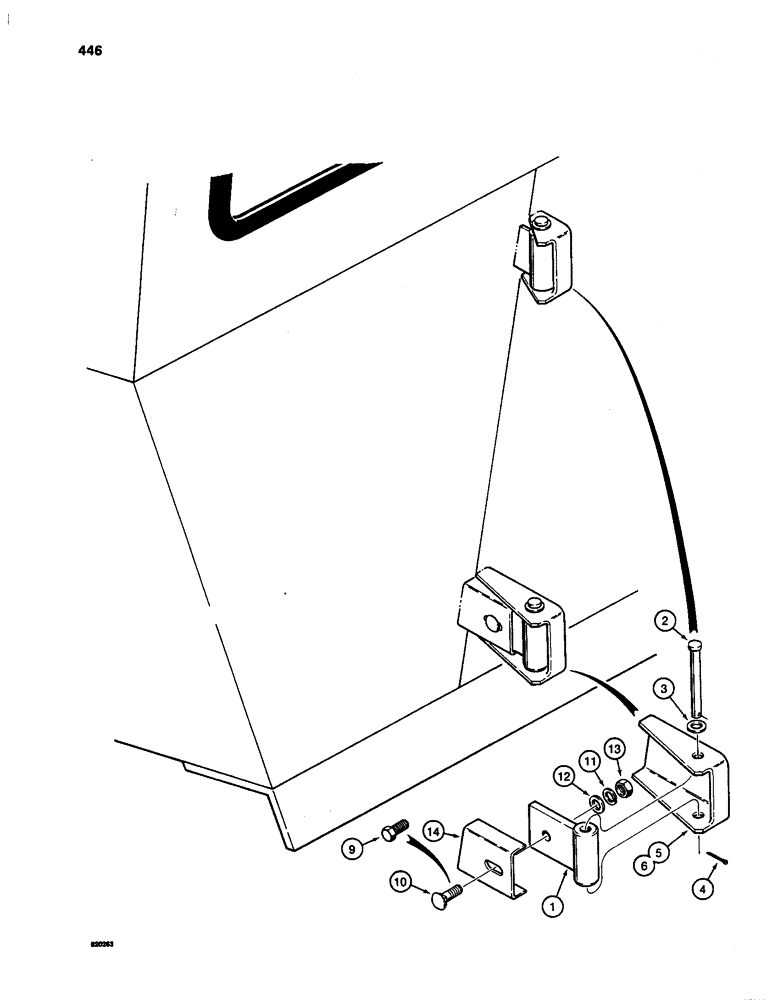 Схема запчастей Case W24C - (446) - CAB DOOR HINGES (09) - CHASSIS/ATTACHMENTS