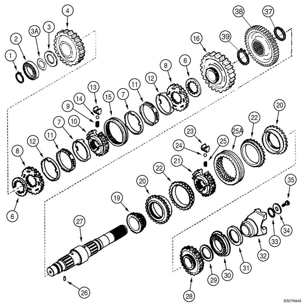 Схема запчастей Case 580M - (06-26) - TRANSMISSION ASSY, 4WD - SHAFT, SECONDARY (06) - POWER TRAIN