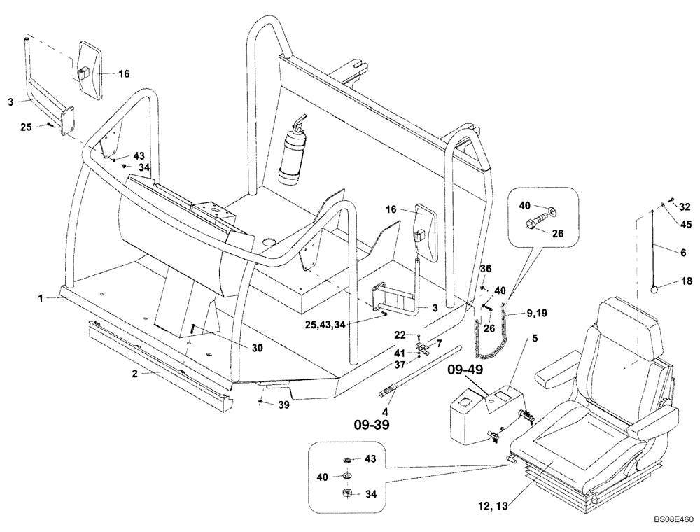 Схема запчастей Case SV210 - (09-47[01]) - PLATFORM (GROUP 155 P) (ND106157) (09) - CHASSIS/ATTACHMENTS