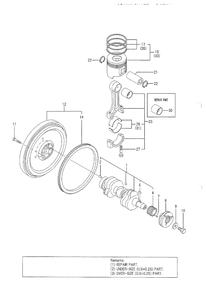 Схема запчастей Case CX36B - (08-008) - CRANK SHAFT & PISTON ENGINE COMPONENTS