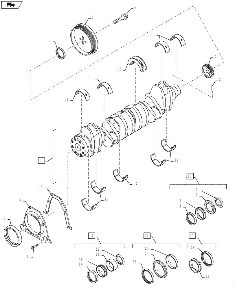 Схема запчастей Case 521D - (02-25) - CRANKSHAFT (02) - ENGINE