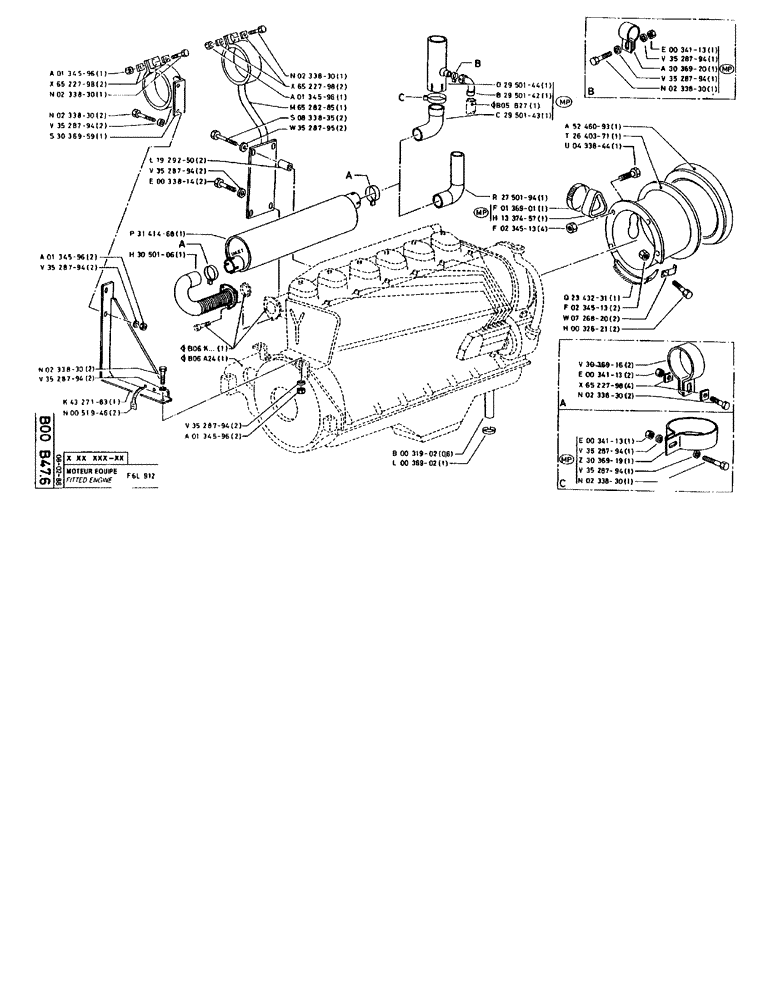 Схема запчастей Case 90BCL - (101) - FITTED ENGINE F6L 912 (01) - ENGINE