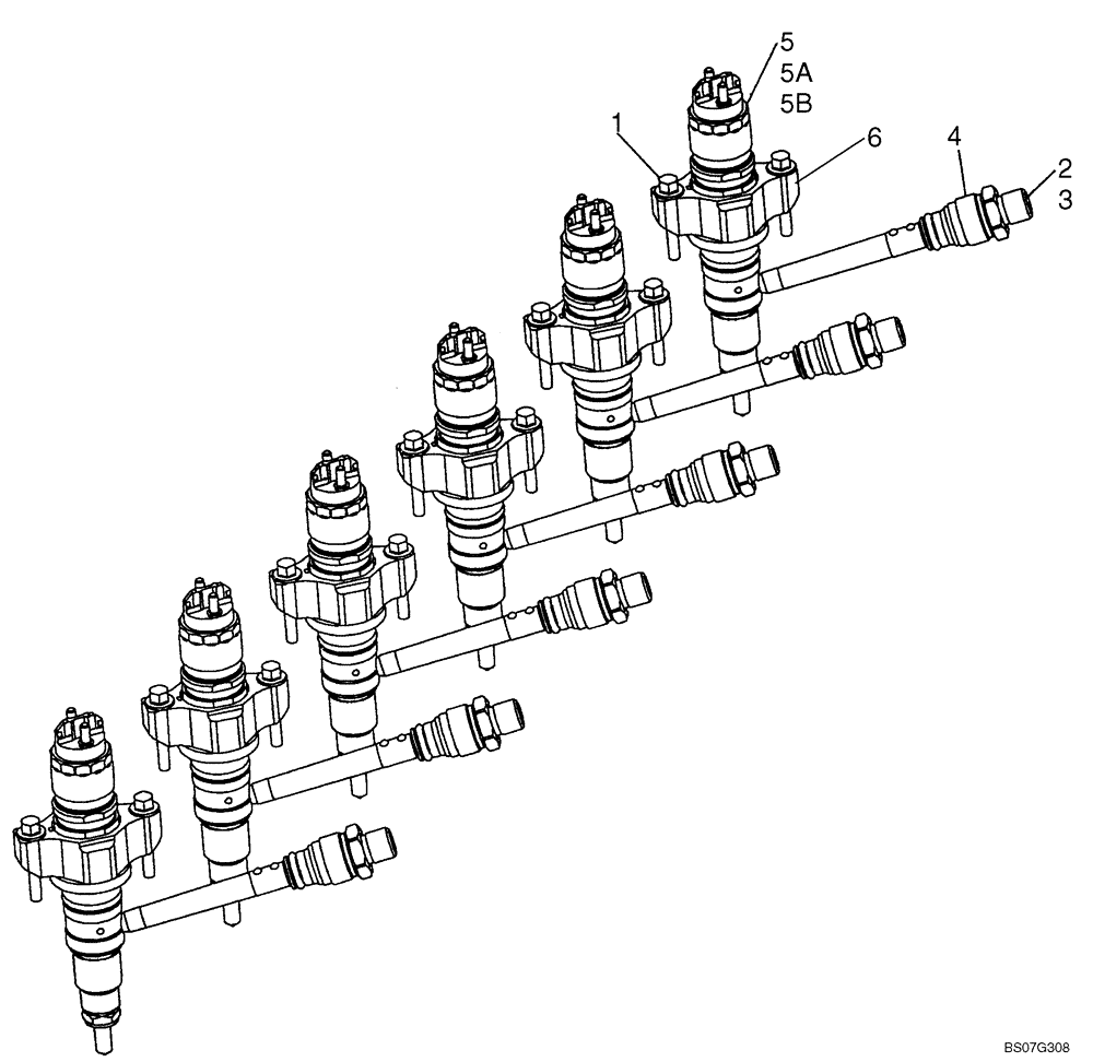 Схема запчастей Case 621E - (03-07) - FUEL INJECTION SYSTEM - INJECTOR (03) - FUEL SYSTEM