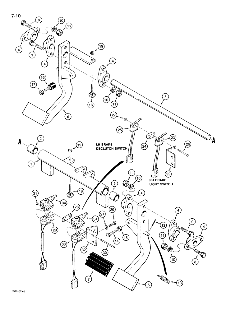 Схема запчастей Case 721 - (7-10) - BRAKE PEDALS AND BRAKE SWITCHES (07) - BRAKES