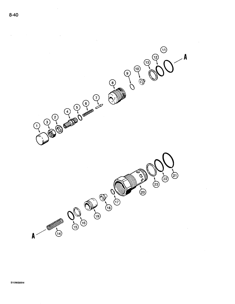 Схема запчастей Case 721 - (8-40) - CIRCUIT RELIEF VALVE - 1978297C2 (08) - HYDRAULICS