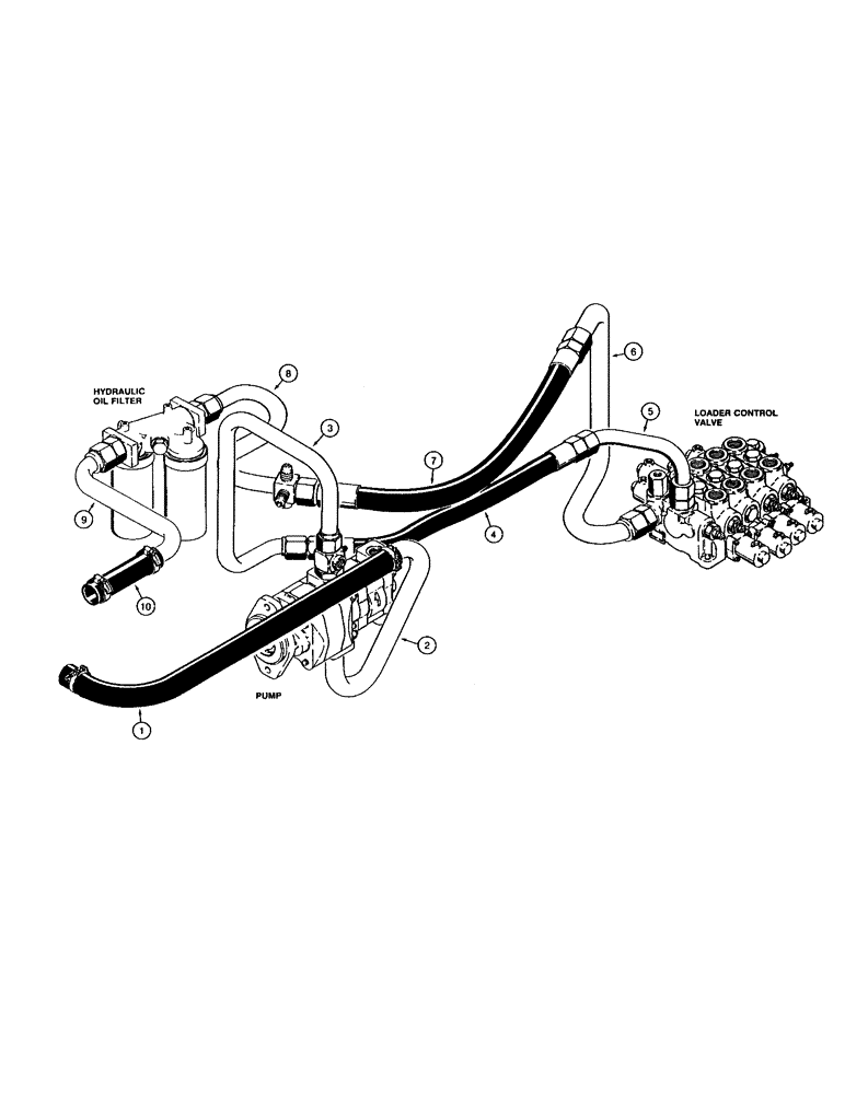 Схема запчастей Case 621 - (1-16) - PICTORIAL INDEX, LOADER CONTROL VALVE SUPPLY AND RETURN LINES, PRIOR TO P.I.N. JAK0020901 (00) - PICTORIAL INDEX