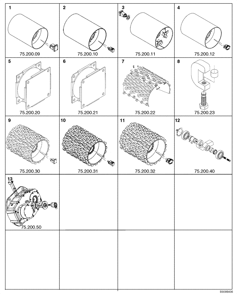 Схема запчастей Case SV212 - (75.000.01) - SOIL PREPARATION - DRUM ASSY - SECTION PICTORIAL 1/1 (75) - SOIL PREPARATION