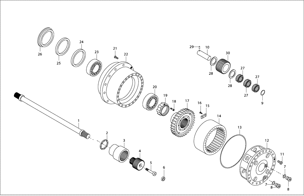 Схема запчастей Case 330B - (33A00000730[001]) - WHEEL REDUCTION GEAR, REAR AXLE W/WET BRAKE (87517009) (11) - AXLES/WHEELS