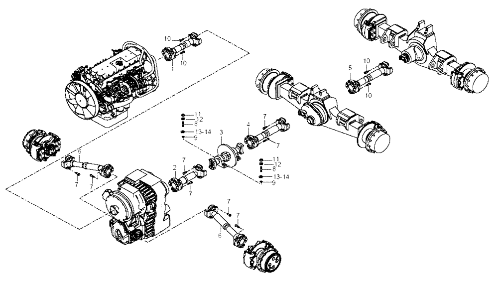 Схема запчастей Case 330B - (24A00000700[002]) - SECTION INDEX, PROPELLER SHAFT INSTAL (87617573) (03) - Converter / Transmission