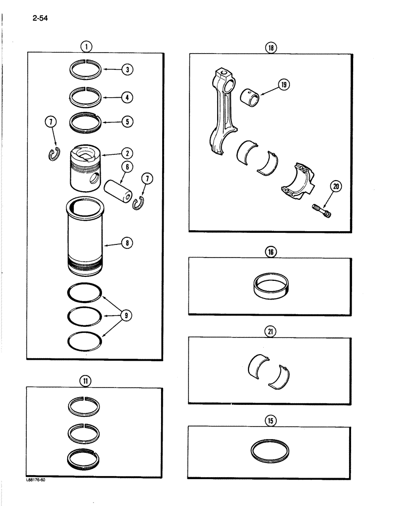 Схема запчастей Case 1080B - (2-54) - PISTON AND SLEEVE ASSEMBLY, 504BDT ENGINE (02) - ENGINE