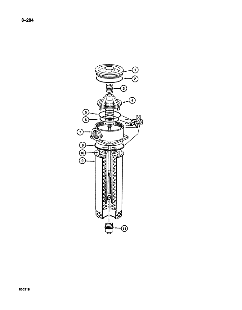 Схема запчастей Case 125B - (8-284) - HYD. OIL FILTER, LEAK RETURN LINES TO RESERVOIR, P.I.N. 74251 THRU 74963, 21801-21868, 26801 & AFT (08) - HYDRAULICS