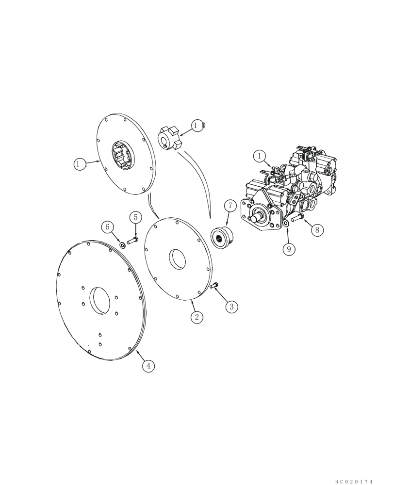 Схема запчастей Case 40XT - (06-06) - PUMP, TANDEM - MOUNTING (06) - POWER TRAIN