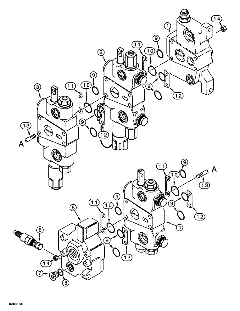 Схема запчастей Case 580SL - (8-086) - LOADER CONTROL VALVE, THREE SPOOL (08) - HYDRAULICS