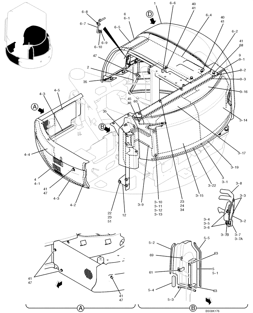 Схема запчастей Case CX50B - (01-070) - GUARD INSTALLATION (CAB) (PH21C00018F1) (05) - SUPERSTRUCTURE