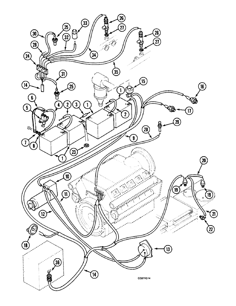 Схема запчастей Case 220B - (4-02) - ENGINE ELECTRICAL SYSTEM, P.I.N. 74441 THROUGH 74596 (04) - ELECTRICAL SYSTEMS